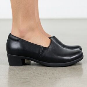 Dansko booties Camdyn black burnished Leather Slip On Block Low Heel academia